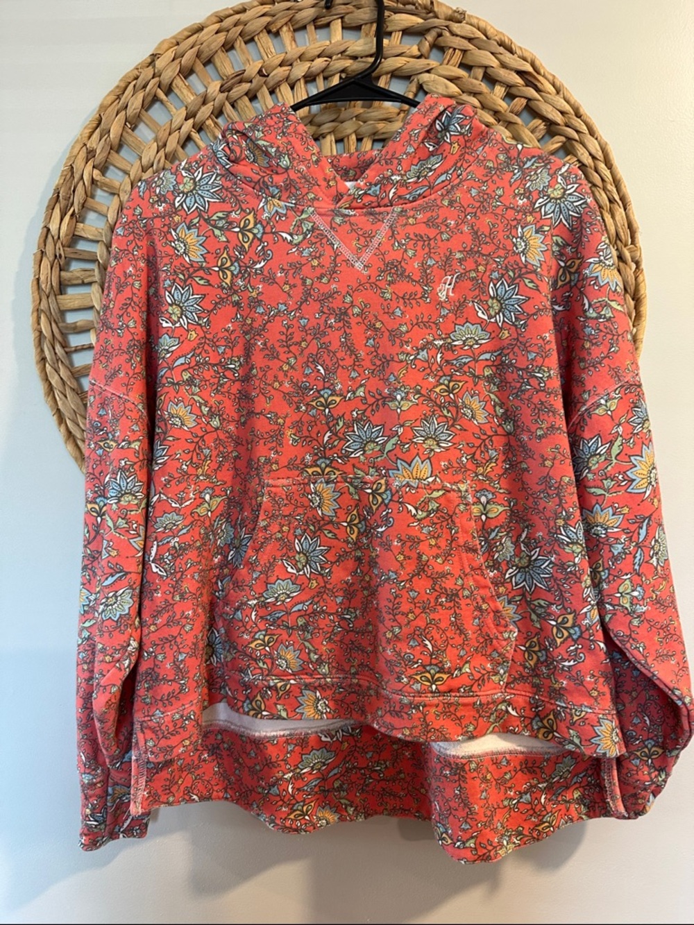 Hooey Coral Floral Hoodie with Kangaroo Pocket